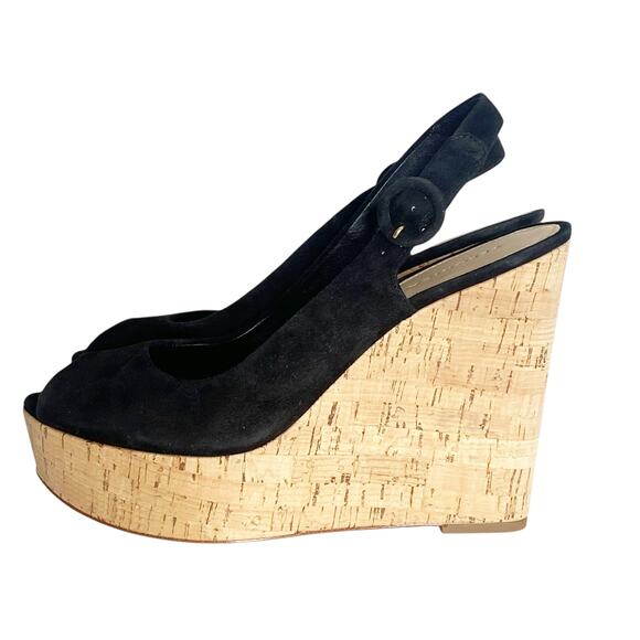 NEW Veronica Beard Dali Peep Toe Wedge Suede Slingback 8.5 - Picture 1 of 9